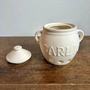 Vintage Ceramic Garlic Keeper, Vented with Lid
